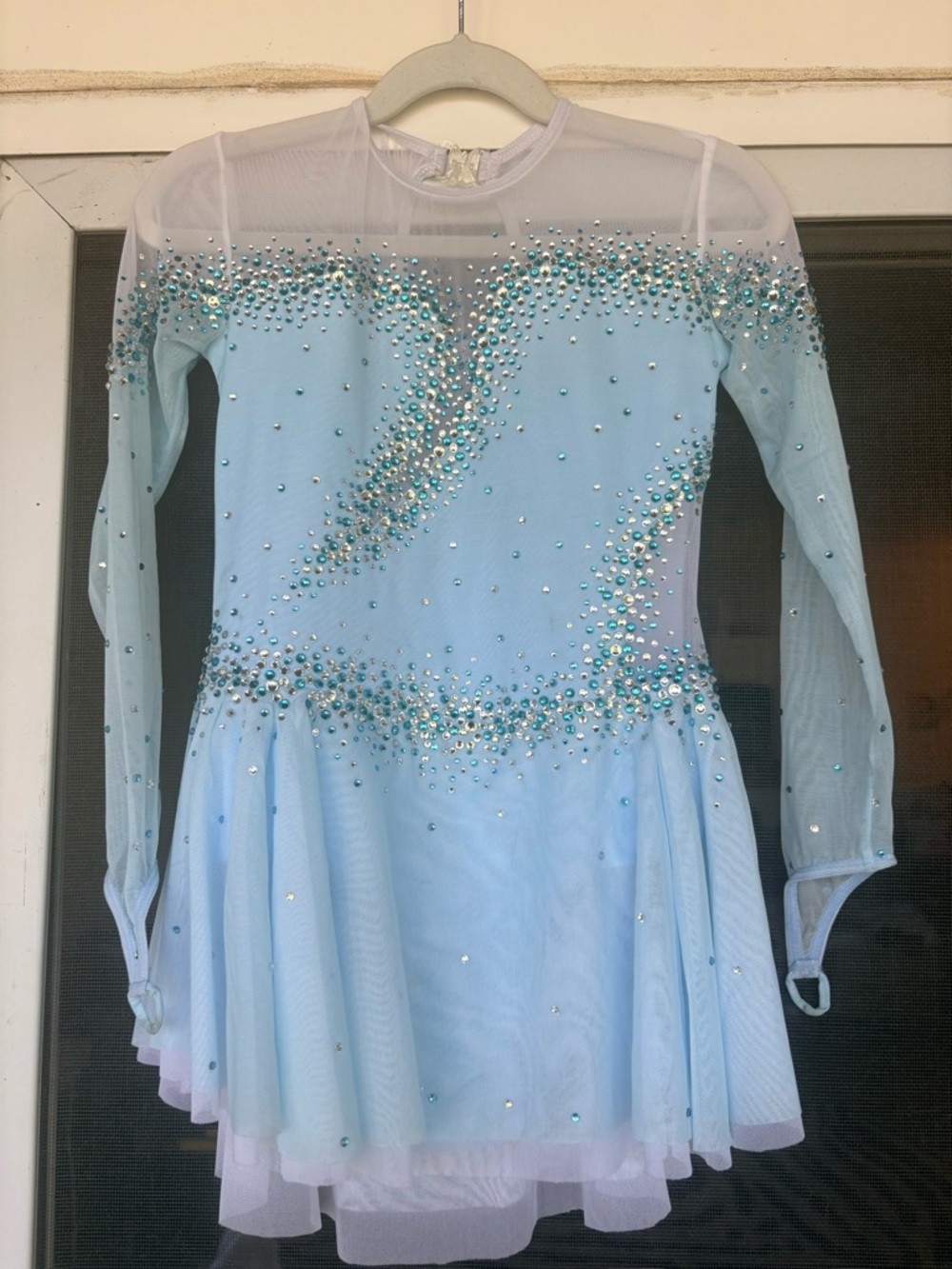Light Blue Rhinestone Performance Dress | Girls Dance Costume | Figure skating